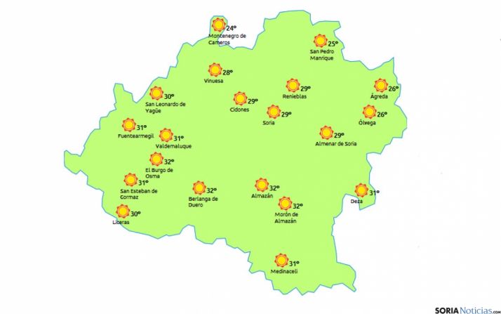 Mapa para este lunes./eltiempo.es