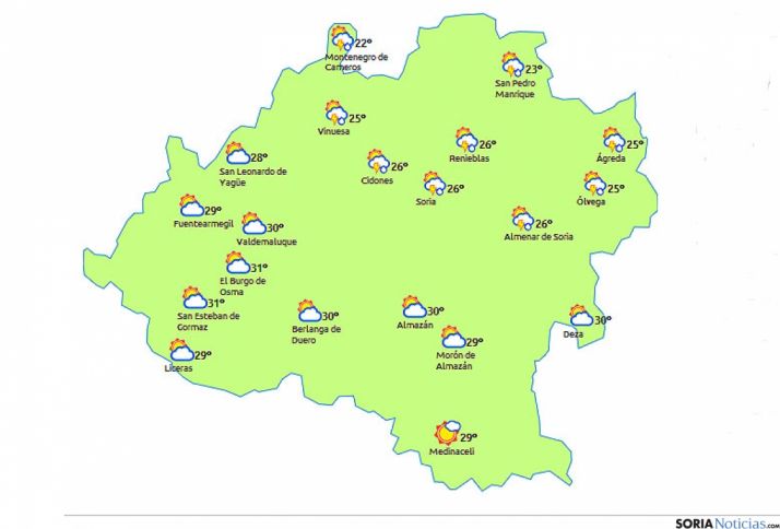 El mapa a las 17.00 horas./eltiempo.es 
