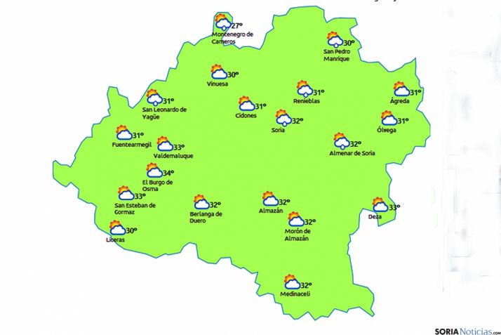 Mapa a las 16.00./eltiempo.es