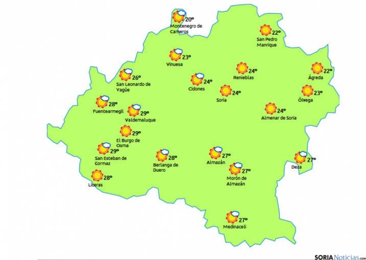 Previsión para este lunes./eltiempo.es