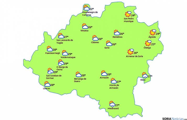 El mapa para esta tarde./eltiempo.es