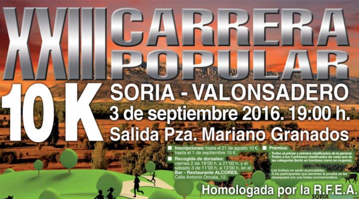 Cartel de la XXIII Carrera popular 10K Soria-Valonsadero.
