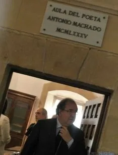 Imagen de la visita de Herrera este martes a Soria. / SN