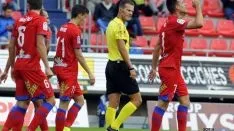 Manu del Moral celebra el gol que abría el partido. LFP