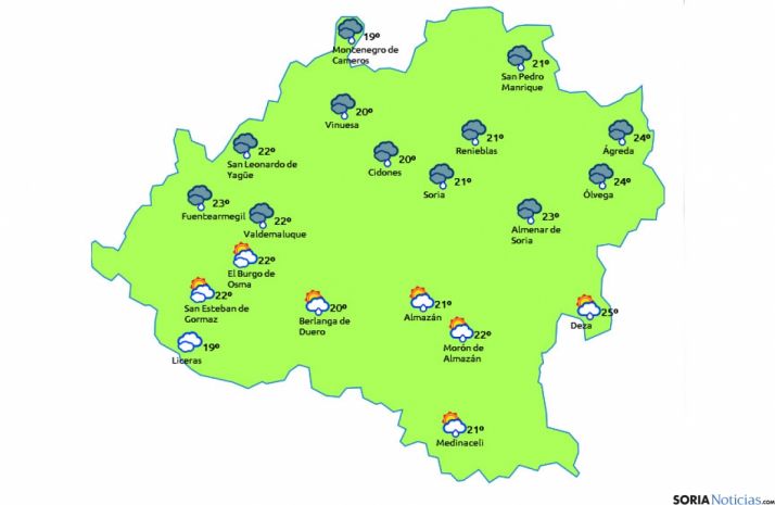 La previsión para este martes./eltiempo.es
