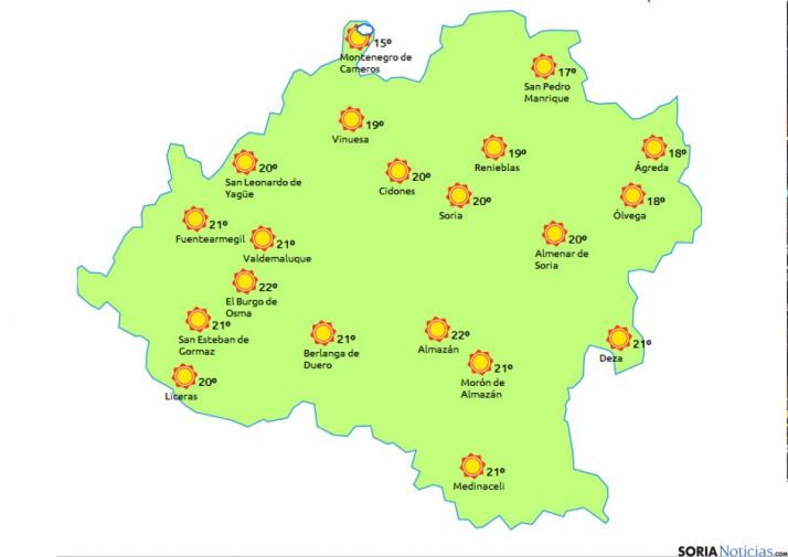 Las previsiones para este lunes./eltiempo.es