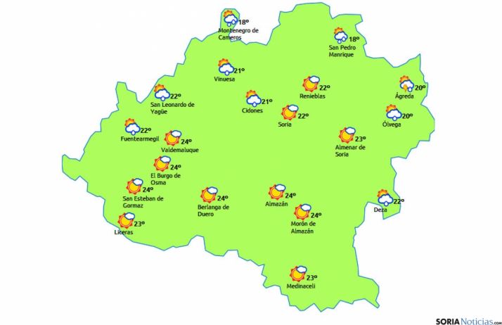 Las previsiones para este viernes./eltiempo.es