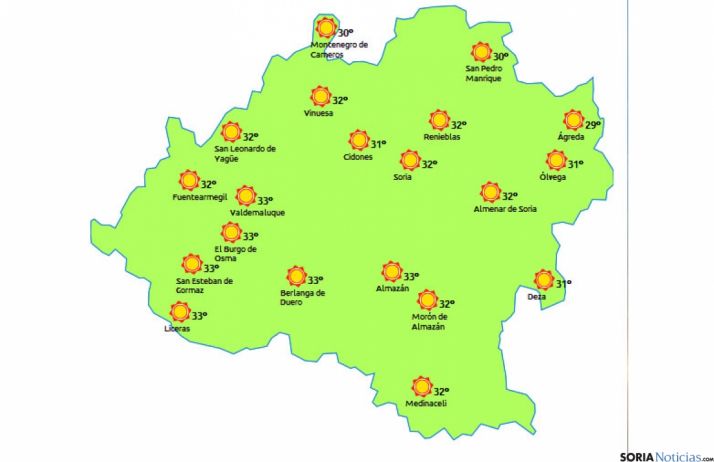 El mapa previsto para este martes./eltiempo.es
