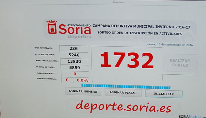 Asignación automática de plazas realizada por el Ayuntamiento de Soria.