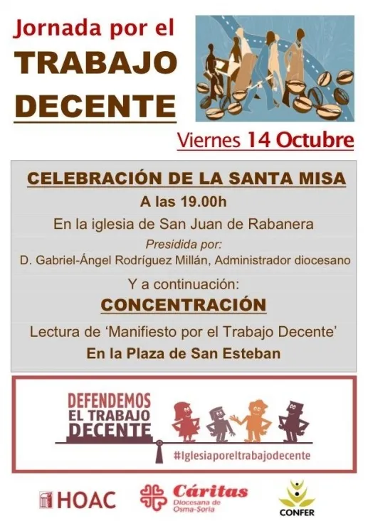 Cartel de la jornada por el trabajo decente.