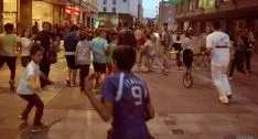 Imagen del encierro con carretones./SN