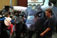 Imagen del encierro con carretones./SN