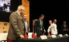 Una imagen de la ceremonia de hermanamiento este martes en el Palacio de La Audiencia. / SN