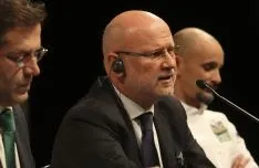 Una imagen de la ceremonia de hermanamiento este martes en el Palacio de La Audiencia. / SN