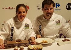 Elena Lucas y Juan Carlos Benito este martes en el Soria Gastronómica./SN