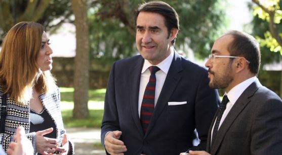 Suárez-Quiñones con Barcones y Rey este viernes en Soria. / SN