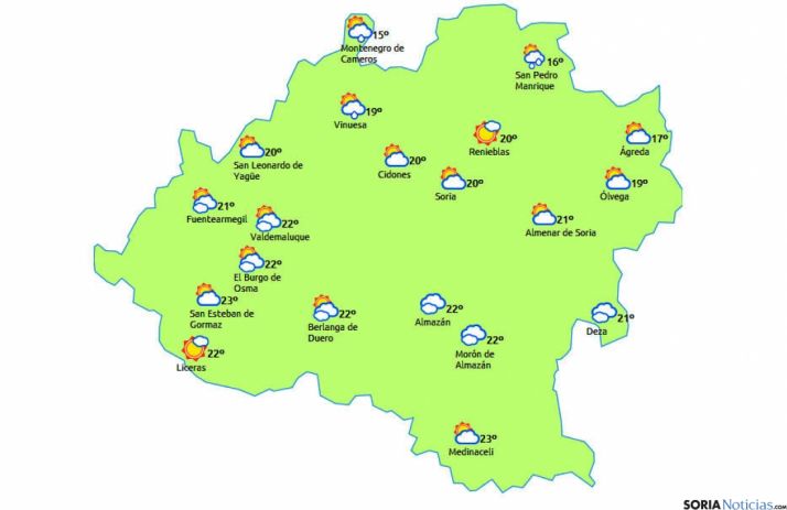 El mapa para este jueves./eltiempo.es
