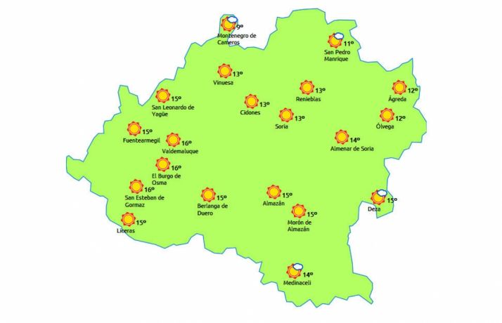 El mapa previsto para hoy./eltiempo.es