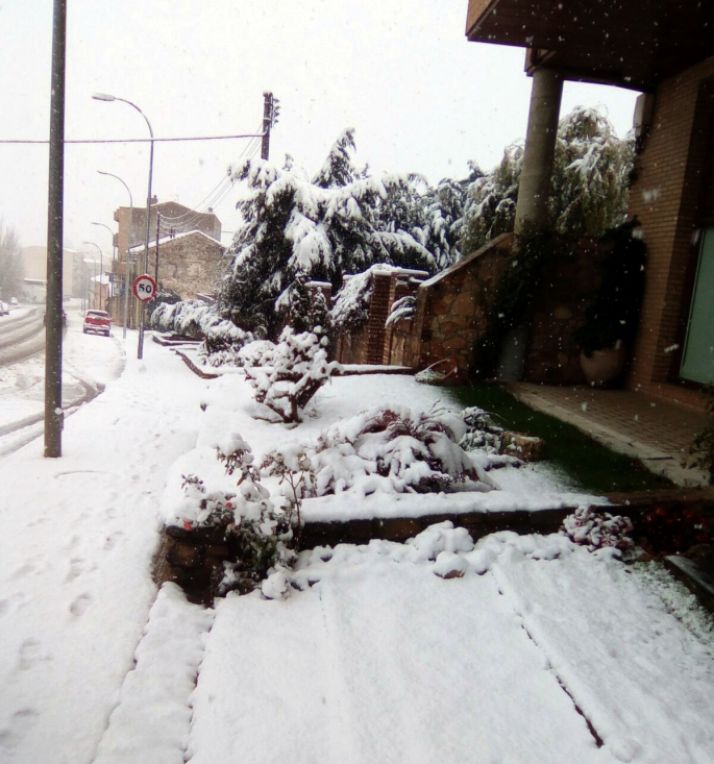 Imagen de la nieve en la carretera de Soria en Ágreda./SN