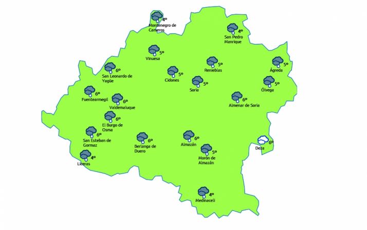Precipitaciones débiles este viernes./eltiempo.es