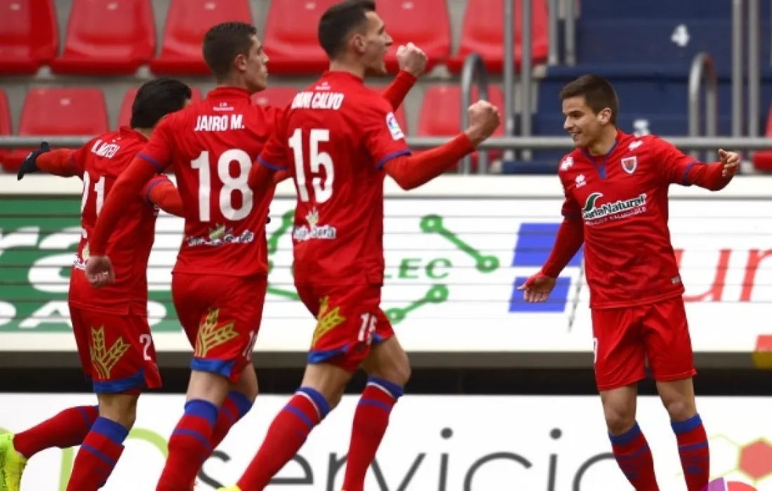 El Numancia celebra el primer gol. /LaLiga.