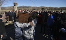 Una de las imágenes del traslado del arca este viernes. / SN