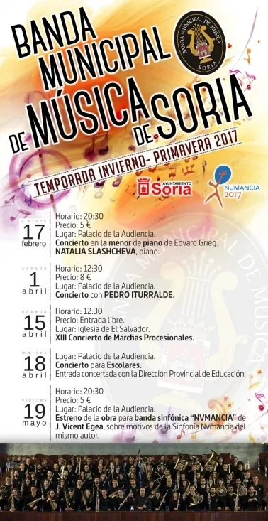 Calendario con los conciertos.