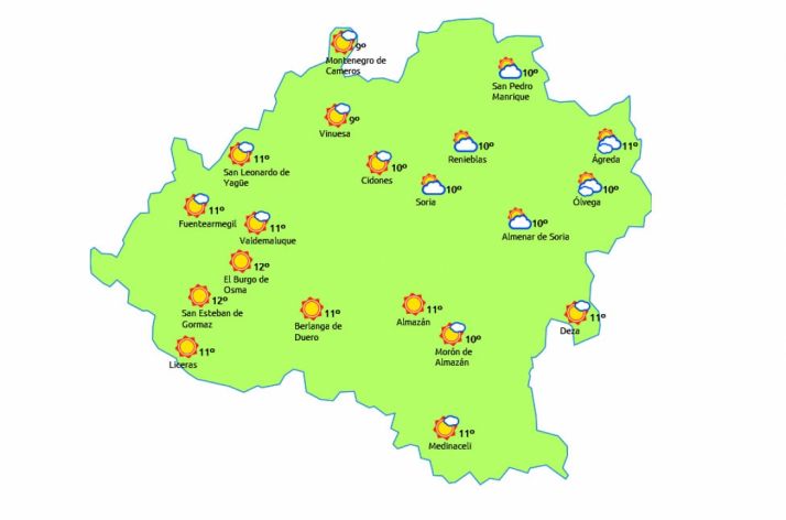 Mapa previsto para hoy jueves./eltiempo.es