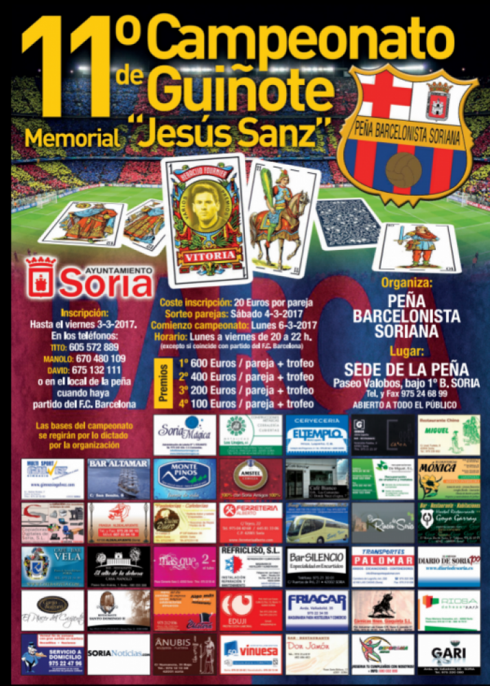 La Peña Barcelonista Soriana organiza un campeonato de guiñote