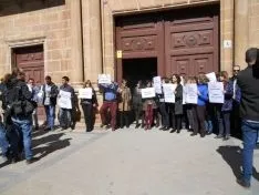 Funcionarios de Justicia, este miércoles en la concentración de este miércoles. /SN
