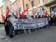 Imagen de la concentración de funcionarios este viernes./SN 