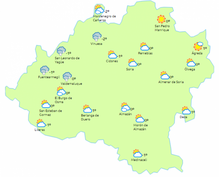 El tiempo en Soria para este sábado. /eltiempo.es
