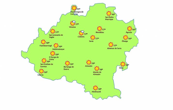 El mapa para este jueves./eltiempo.es