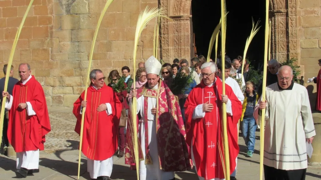 El obispo, en la bendicion de palmas y ramos en la Concatedral. /SN
