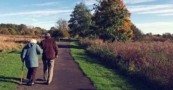 Dos jubilados pasean por un camino de la Comunidad./Epcyl