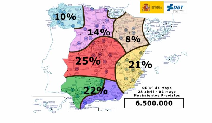 Distribución prevista del tráfico este puente. /DGT