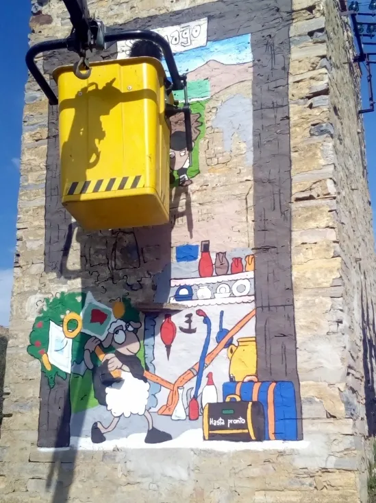 Los trabajos de pintura del mural./ACAS