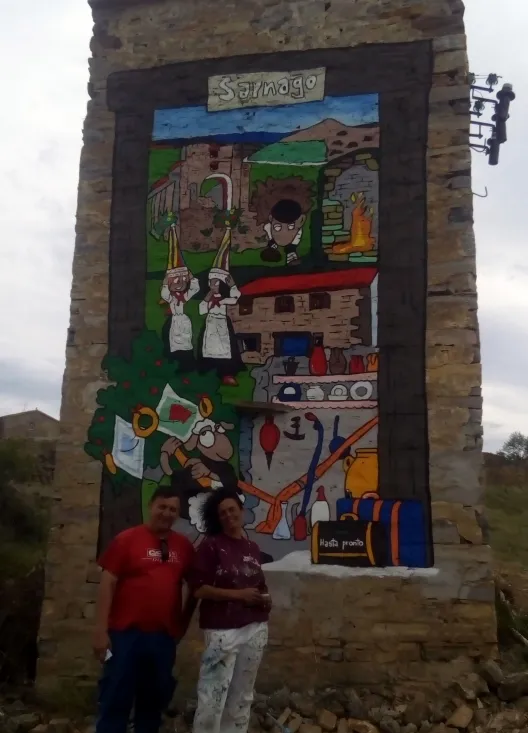 Los trabajos de pintura del mural./ACAS