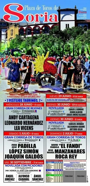 El cartel para esta temporada taurina en Soria.