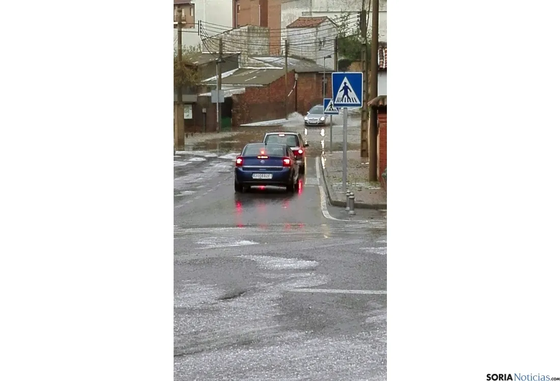 Imagen de la granizada de Ágreda esta tarde de lunes. /SN
