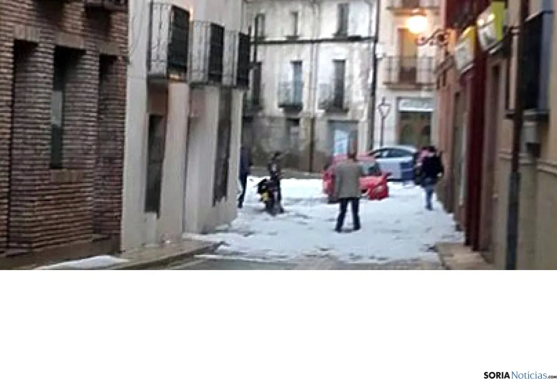 Imagen de la granizada de Ágreda esta tarde de lunes. /SN