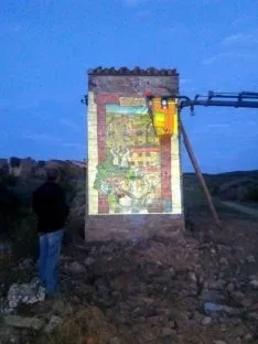 Los trabajos de pintura del mural./ACAS