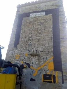 Los trabajos de pintura del mural./ACAS