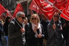 Una imagen de la manifestación este lunes, Primero de Mayo. /SN
