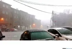 Imagen de la granizada de Ágreda esta tarde de lunes. /SN