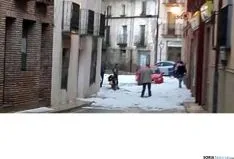 Imagen de la granizada de Ágreda esta tarde de lunes. /SN