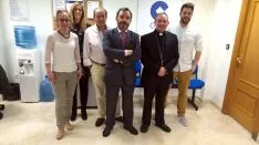 El prelado en su visita a la emisora de COPE./DOS