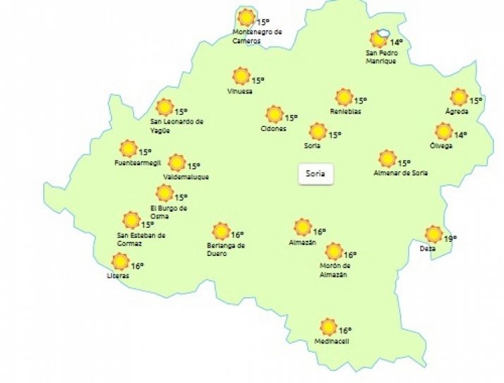 Previsión a las 14:00 h./ eltiempo.es