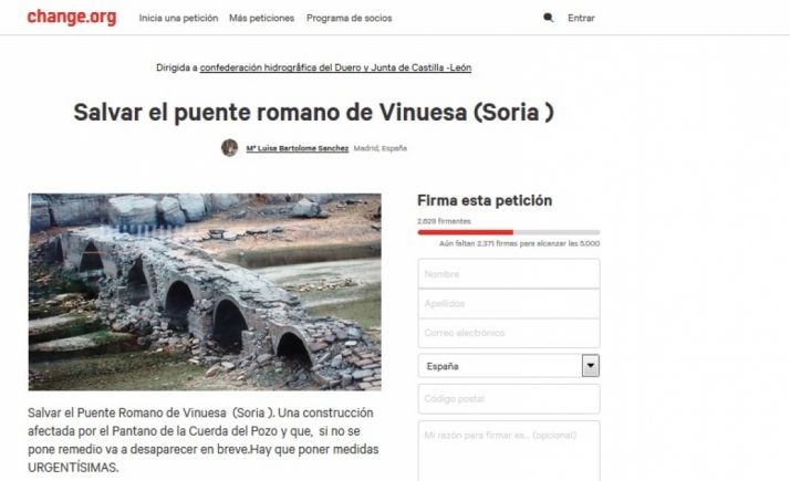 Las firmas recogidas en Change.org para salvar el puente romano de Vinuesa suman ya casi 2.700