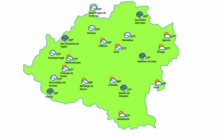 Mapa para esta tarde. /eltiempo.es